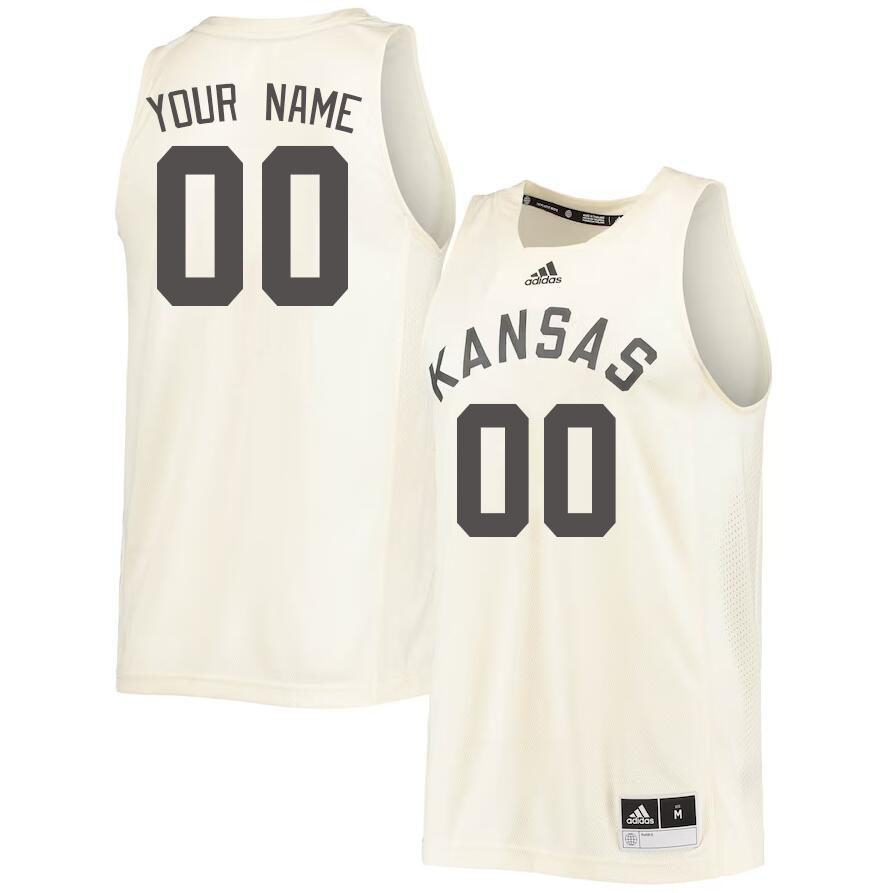 Custom Kansas Jayhawks Name And Number College Basketball Jerseys Stitched-Cream